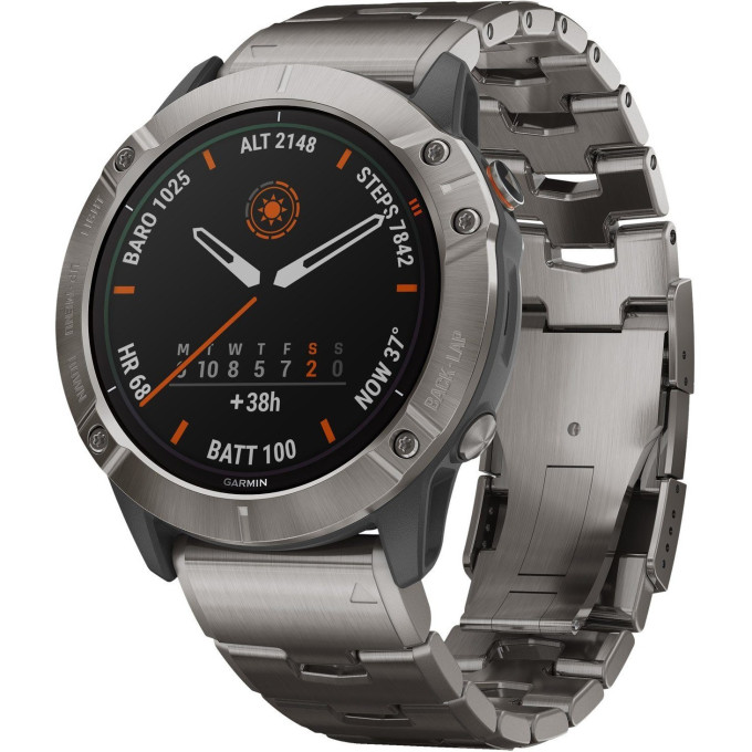 Часы GARMIN QUATIX 6X SOLARTITANIUM W/TI BANDGPSEMEA 010-02157-31